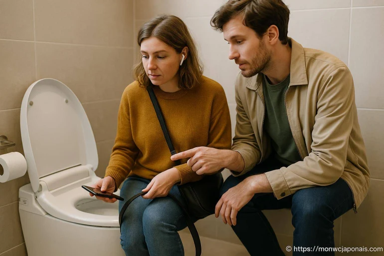 Couple discutant dans une salle de bain