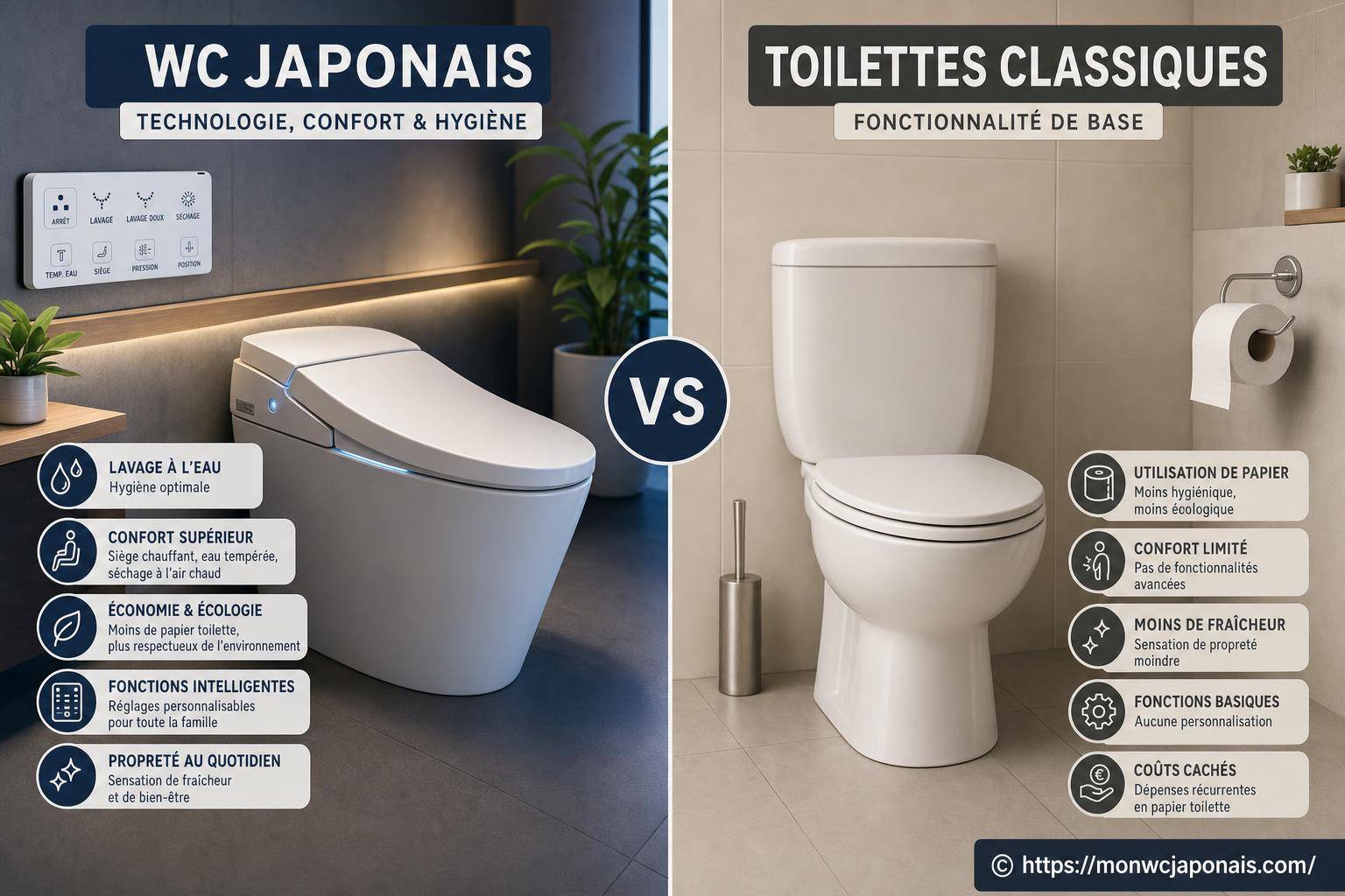 Comparatif wc japonais et toilettes classiques : quelles différences majeures ?